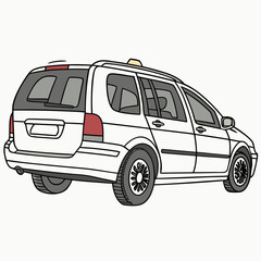 White station wagon taxi with yellow roof sign vector