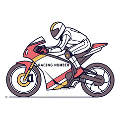 Red yellow sport motorcycle rider racing suit speed