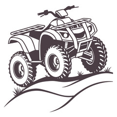 Rugged all terrain vehicle on grassy hill quad bike four wheeler © BOY