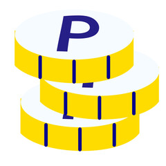 Stacked Point Coins with Letter P