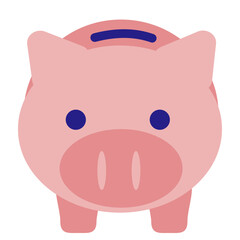 Front View of a Pink Piggy Bank Illustration