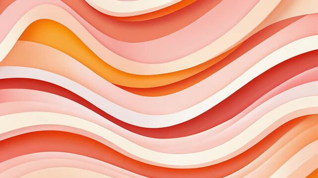 Abstract Coral Orange Pink White Wave Stripes Seamless Loop Animation Background Motion Graphics Design Element 4 K Ultra H D High Resolution Vibrant Colors Smooth Flowing