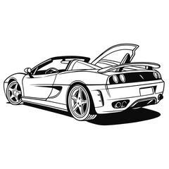 Sleek convertible sports car with open roof and spoiler luxury automotive