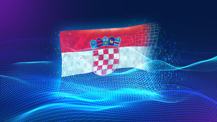 croatia A futuristic digital background merging with a national flag symbol, representing the...