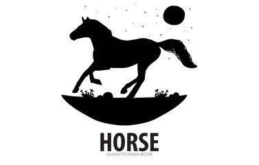 Graceful black silhouette of a running horse, an isolated vector illustration capturing the essence of equestrian sport and wild nature