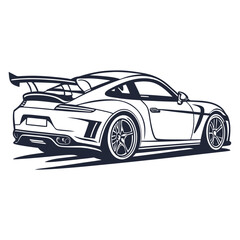 Sleek sports car with large rear spoiler and custom wheels automotive vehicle