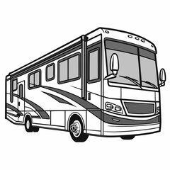 Sleek white motorhome with large windows and dark accents camper vehicle