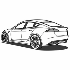 Obraz premium Sleek white sedan with tinted windows and sporty wheels white car electric vehicle