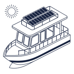 Solar powered boat with sun solar panels watercraft