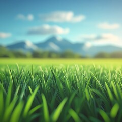 Hyperrealistic background with vibrant green grass 