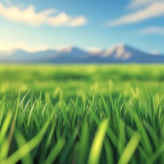 Hyperrealistic background with vibrant green grass 