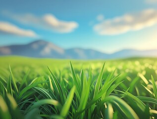 Hyperrealistic background with vibrant green grass 