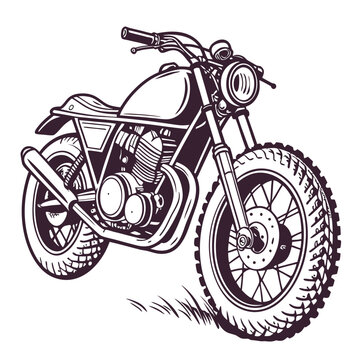 Vintage off road motorcycle illustration motorbike scrambler vintage motorcycle