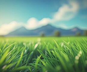 Hyperrealistic background with vibrant green grass 
