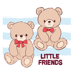 teddy bear vector hand drawn illustration cute print design for kids 