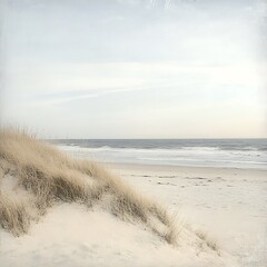 Empty beach with clear sky and calm ocean water front high resolution picture