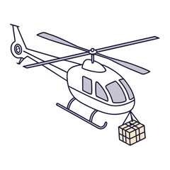 White helicopter carrying cargo transport delivery