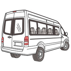 White passenger van with grey seats and tinted windows white van luxury van © BOY