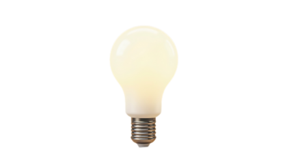Illuminated Light Bulb with Warm Glow on Transparent Background