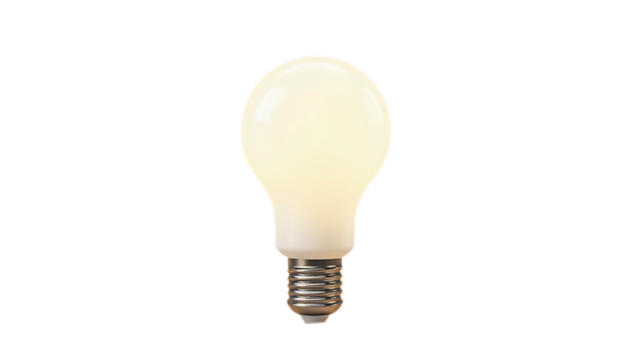Illuminated Light Bulb with Warm Glow on Transparent Background - Powered by Adobe
