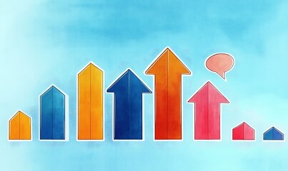  sales management retention strategy growth. A physics-based watercolor illustration of a business growth chart, showing how strong retention strategies lead to exponential sales growth