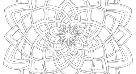 Obraz premium Radial Mandala Abstract Petal Loops Adult Coloring Page Tranquil Meditative Design