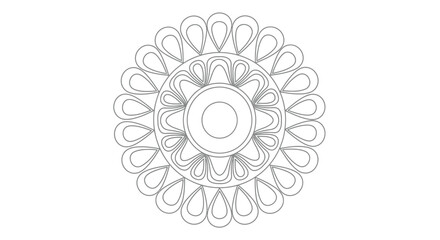 Rounded Mandala Design with Teardrop Segments for Quiet Focus and Meditative Coloring