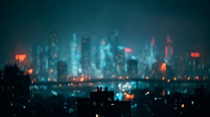 Blurred Night Cityscape With Vivid Lights