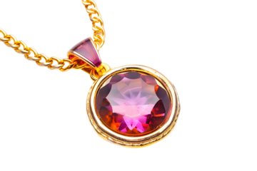 Gold necklace with pink gemstone pendant luxury jewelry fashion accessory