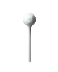 White golf ball on tee ready for swing in field