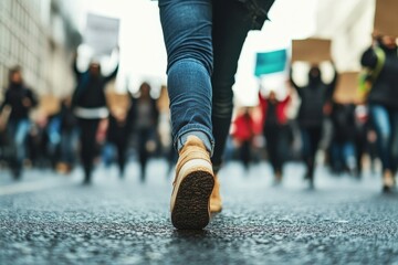 Activists marching on the streets in a demonstration, advocating for change and highlighting the importance of social justice movements, Generative AI