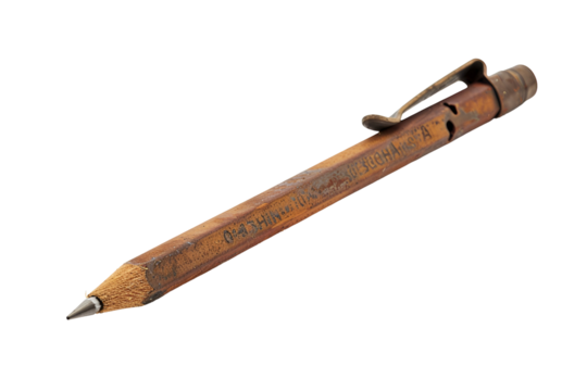 Antique Wooden Pencil with Metal Cap Old Writing Tool