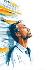 Overwhelmed worker faces psychological pressure under a mountain of paperwork