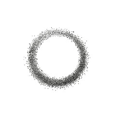 A dark circular frame composed of numerous tiny particles, creating a sparkly, textured effect against a black background.  The inner circle is completely void