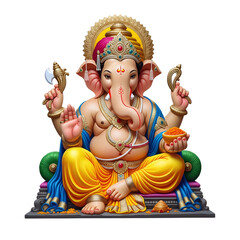 Transparent PNG of Lord Ganesha for spiritual designs, Hindu god artwork, digital download, worship decor, and festive projects