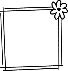 Fototapeta premium Abstract doodle square frames hand drawn with black line. Element of flower. Border frame for template, note and memo