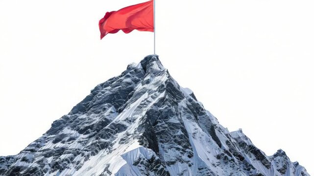 A red flag stands out against the snowy landscape, offering a beacon for navigation or warning