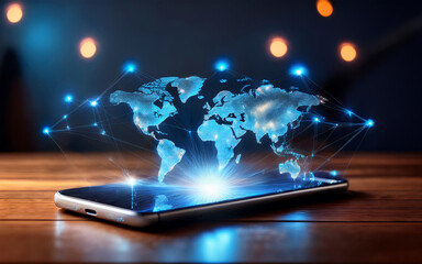 móviles proyectando el mundo con conexiones de internet y tecnología