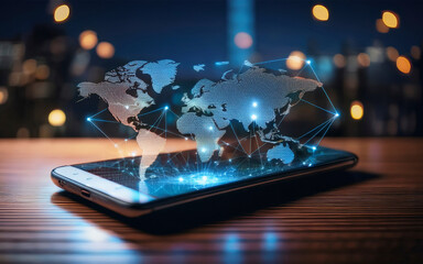 móviles proyectando el mundo con conexiones de internet y tecnología