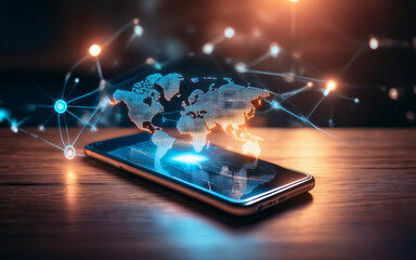 móviles proyectando el mundo con conexiones de internet y tecnología