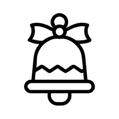 Simple black silhouette of a sleigh bell design with festive bow decoration