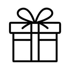 Black silhouette illustration of a gift box with bow presenting festive celebration