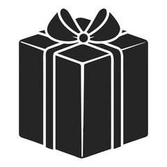 Black silhouette gift box with bow vector illustration for festive occasions