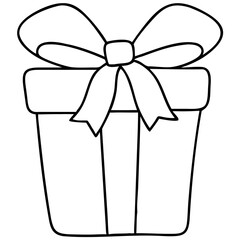 Black silhouette of a wrapped gift with bow for holiday celebrations vector design