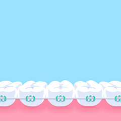 Orthodontics - Text box banner (square) illustration vector design. Dental care concept.