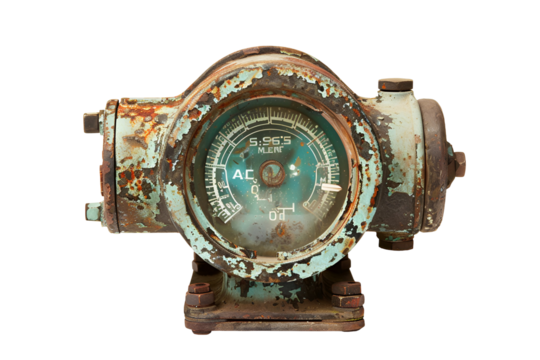 Rusty vintage industrial gauge measuring device