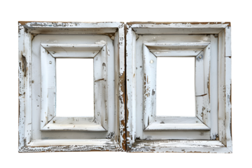Two antique white wooden frames distressed look