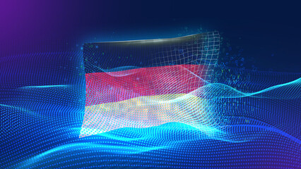 Germany A futuristic digital background merging with a national flag symbol, representing the...
