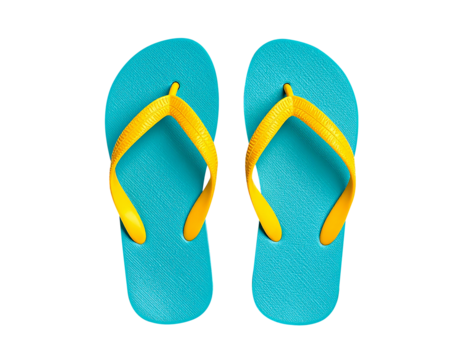 Colorful Flip Flops – Blue and Yellow Sandals Isolated on Transparent Background