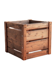 Wooden crate with rustic design on a white background
